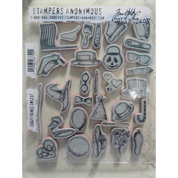Stampers Anonymous Other - Tim Holtz Stampers Anonymous Crazy Things CMS237 Cling Rubber Stamps Set 31pc